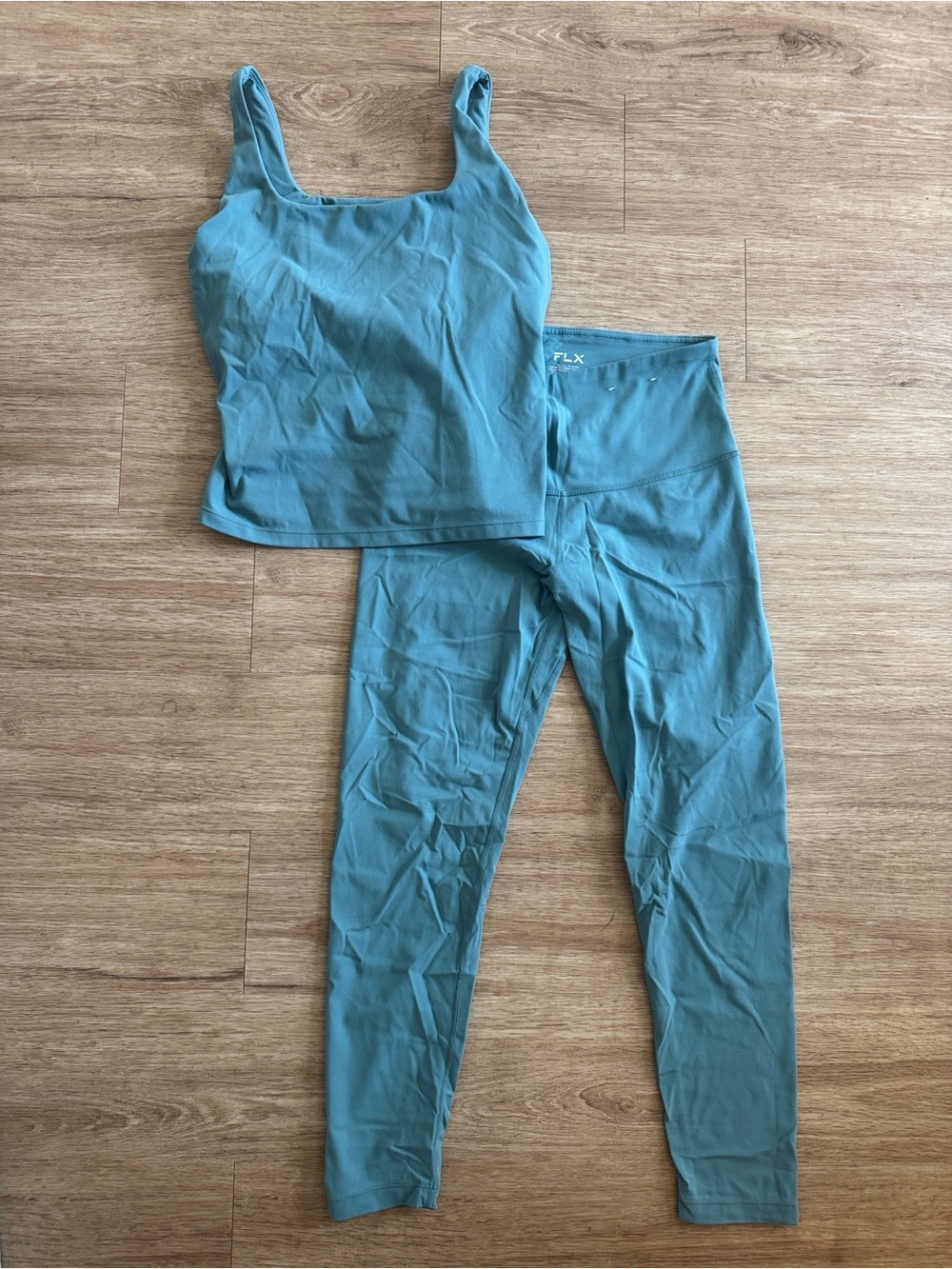 FLX Women’s High-Waist Leggings & Tank Set in Teal